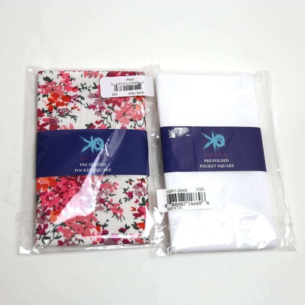 4-Pack Egara Floral Multicolor and White Pre-folded Pocket Square Men's